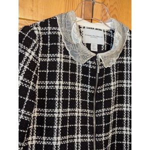 Carolina Belle Womens Coat Sz Small Montreal Houndstooth‎ Embellished Collar